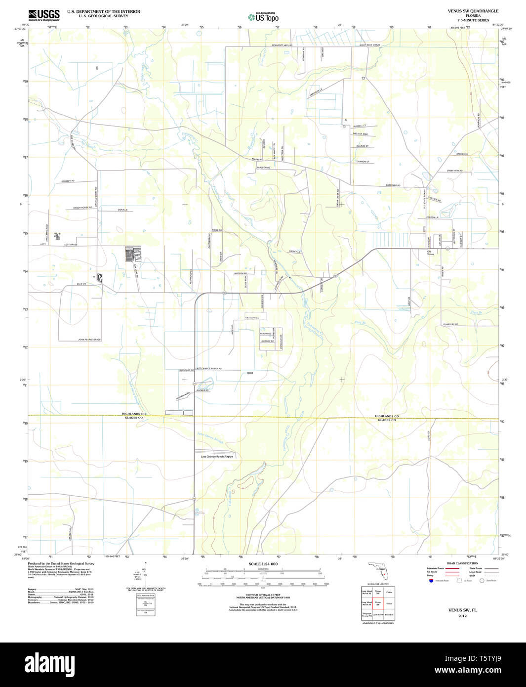 USGS TOPO Map Florida FL Venus - Usgs Topo Map Florida Fl Venus Sw 20120725 Tm Restoration T5TYJ9 