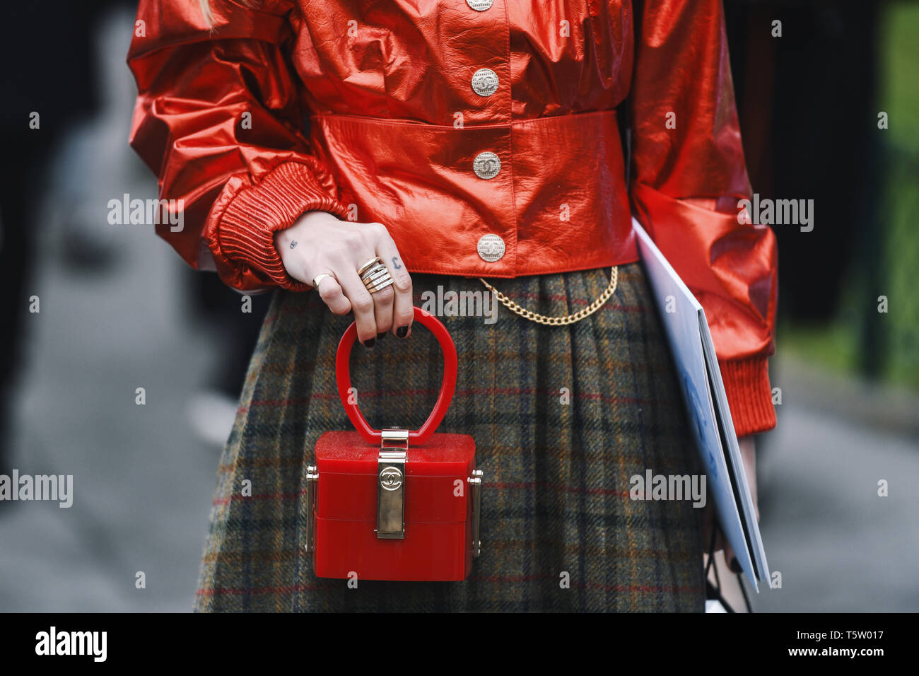 Paris, France - March 5, 2019: Street Style - Woman Wearing Chanel