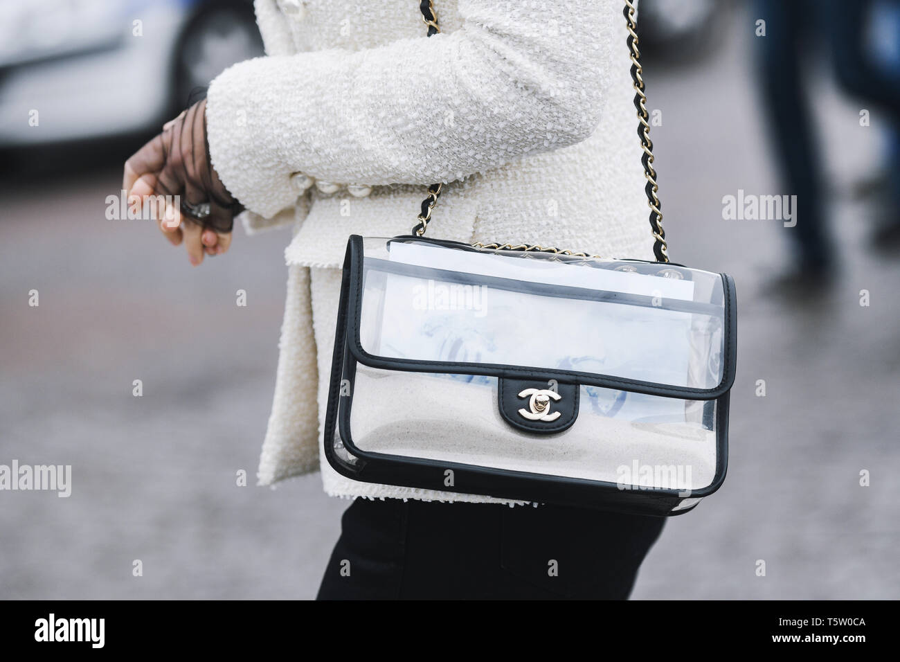 Paris, France - March 05, 2019: Street style outfit - Woman