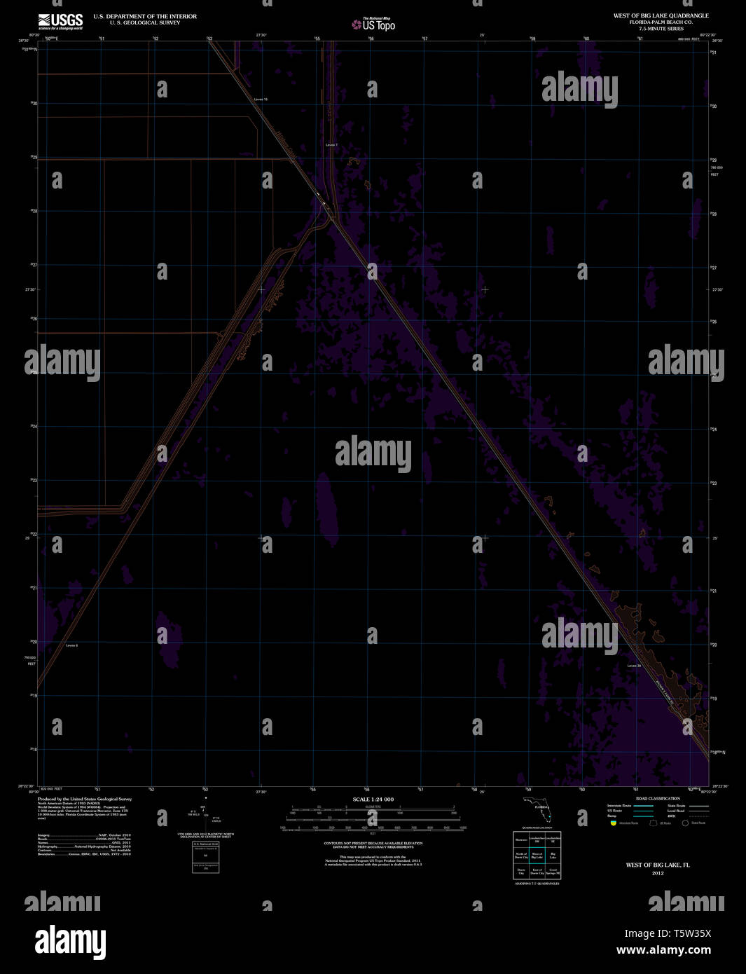 USGS TOPO Map Florida FL West of - Usgs Topo Map Florida Fl West Of Big Lake 20120709 Tm Inverted Restoration T5W35X