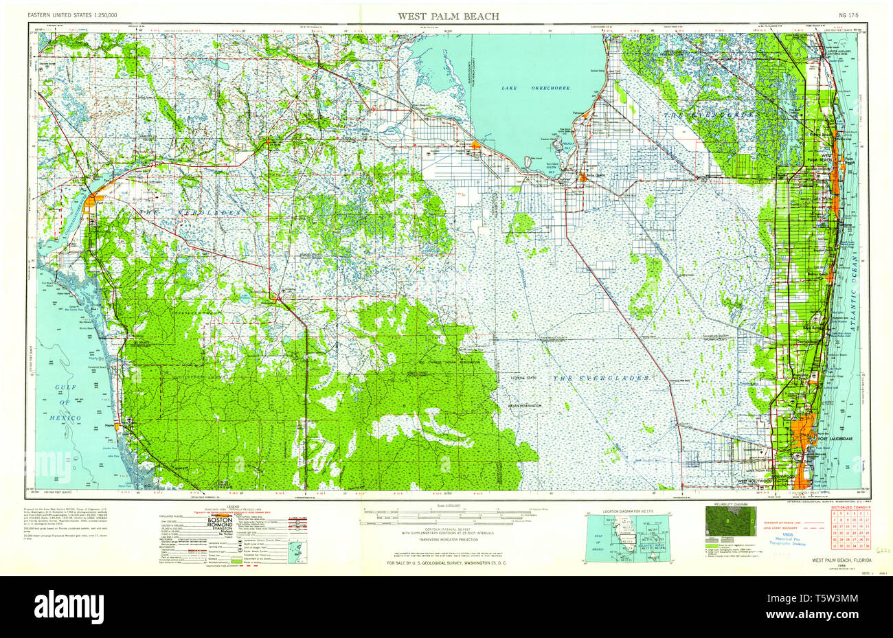 West palm beach map hi res stock - Usgs Topo Map Florida Fl West Palm Beach 349056 1956 250000 Restoration T5W3MM 