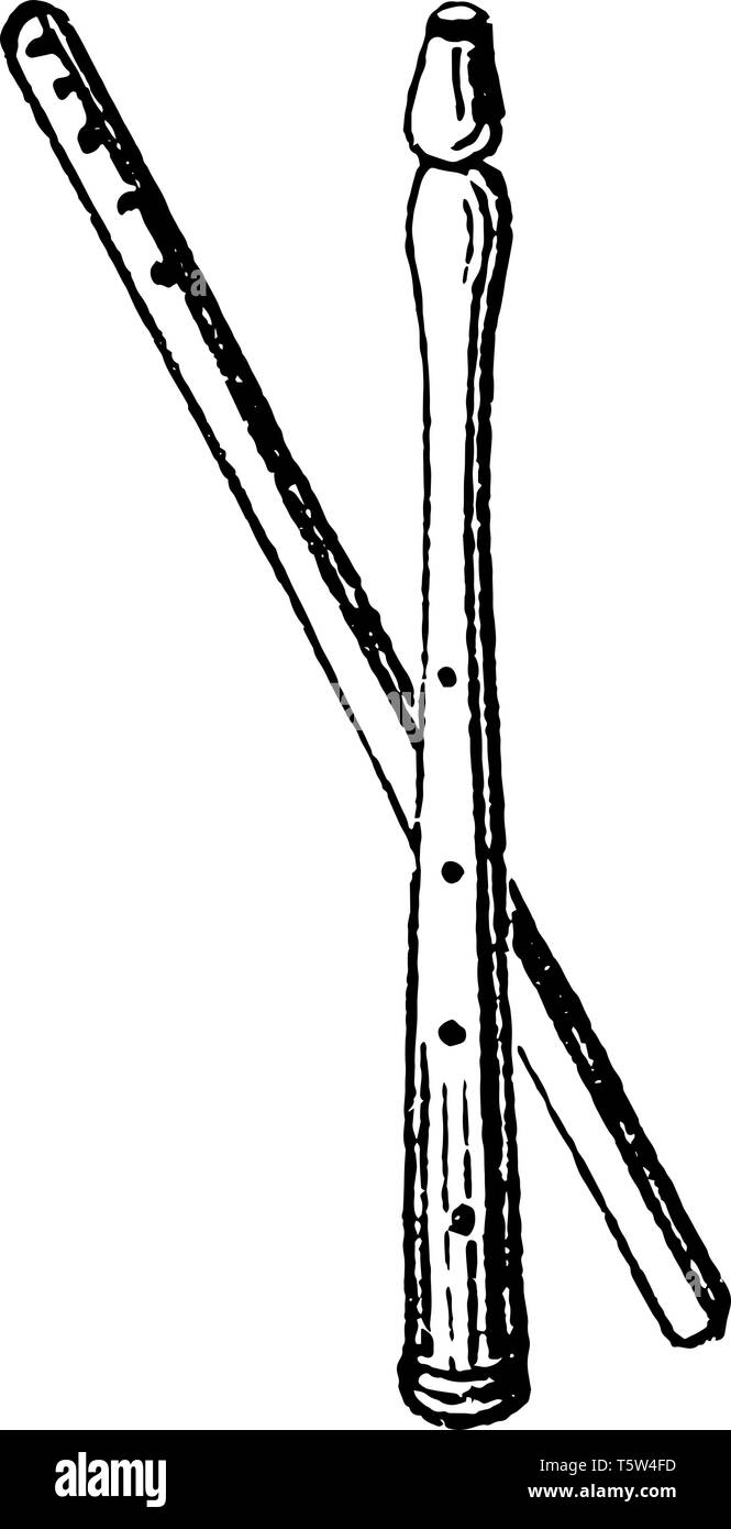 Chalil which is a pipe or flute, vintage line drawing or engraving ...