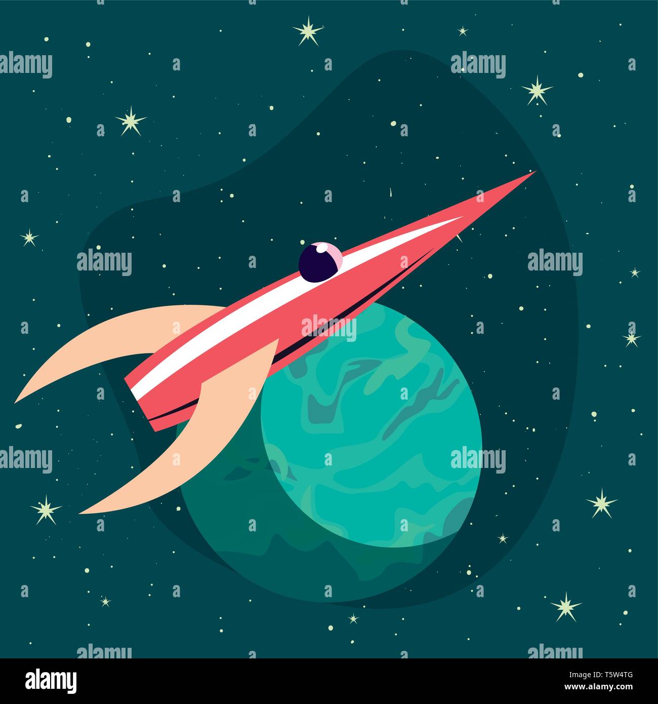 spaceship planets exploration astronomy vector illustration design ...