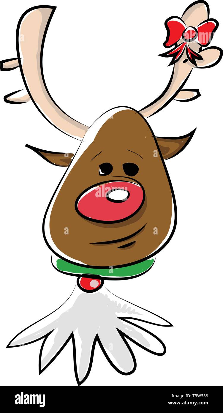 Reindeer in festive costume vector or color illustration Stock Vector