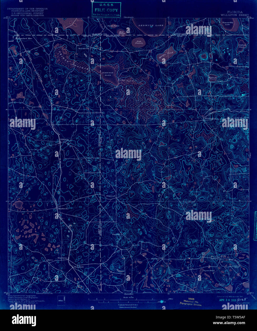USGS TOPO Map Florida FL Williston - Usgs Topo Map Florida Fl Williston 349115 1895 62500 Inverted Restoration T5W5AF 
