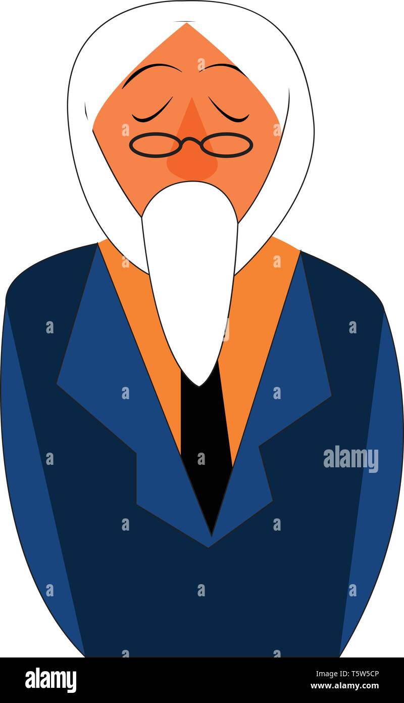 Old man with white beard vector or color illustration Stock Vector