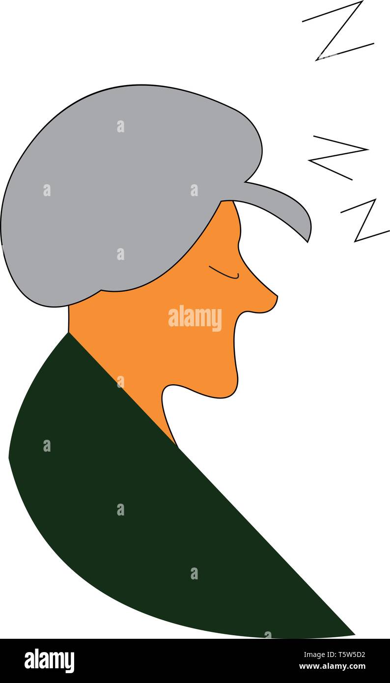 Sleeping old woman vector or color illustration Stock Vector