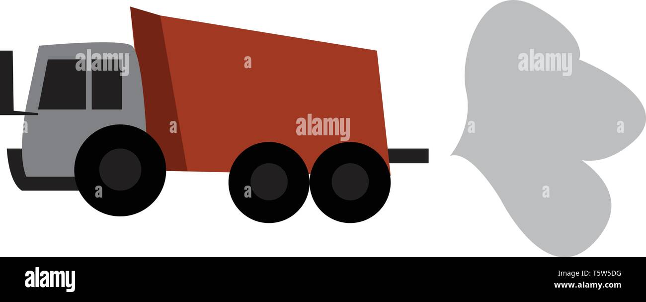 An orange commercial truck vector or color illustration Stock Vector