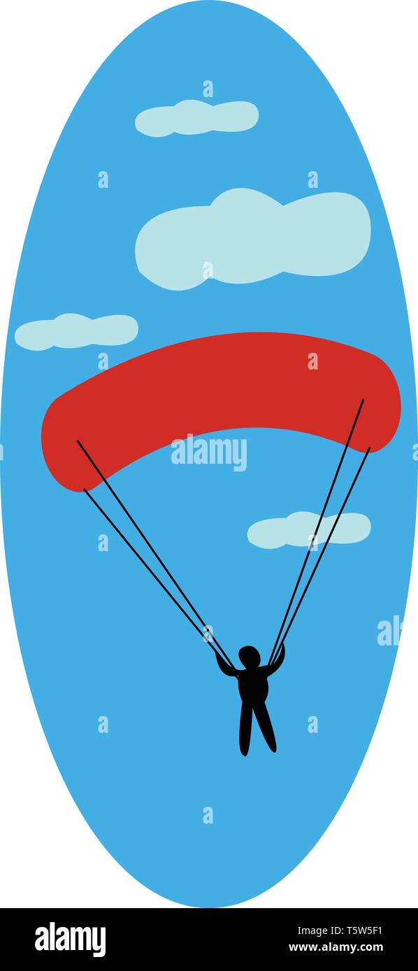 A red parachute vector or color illustration Stock Vector
