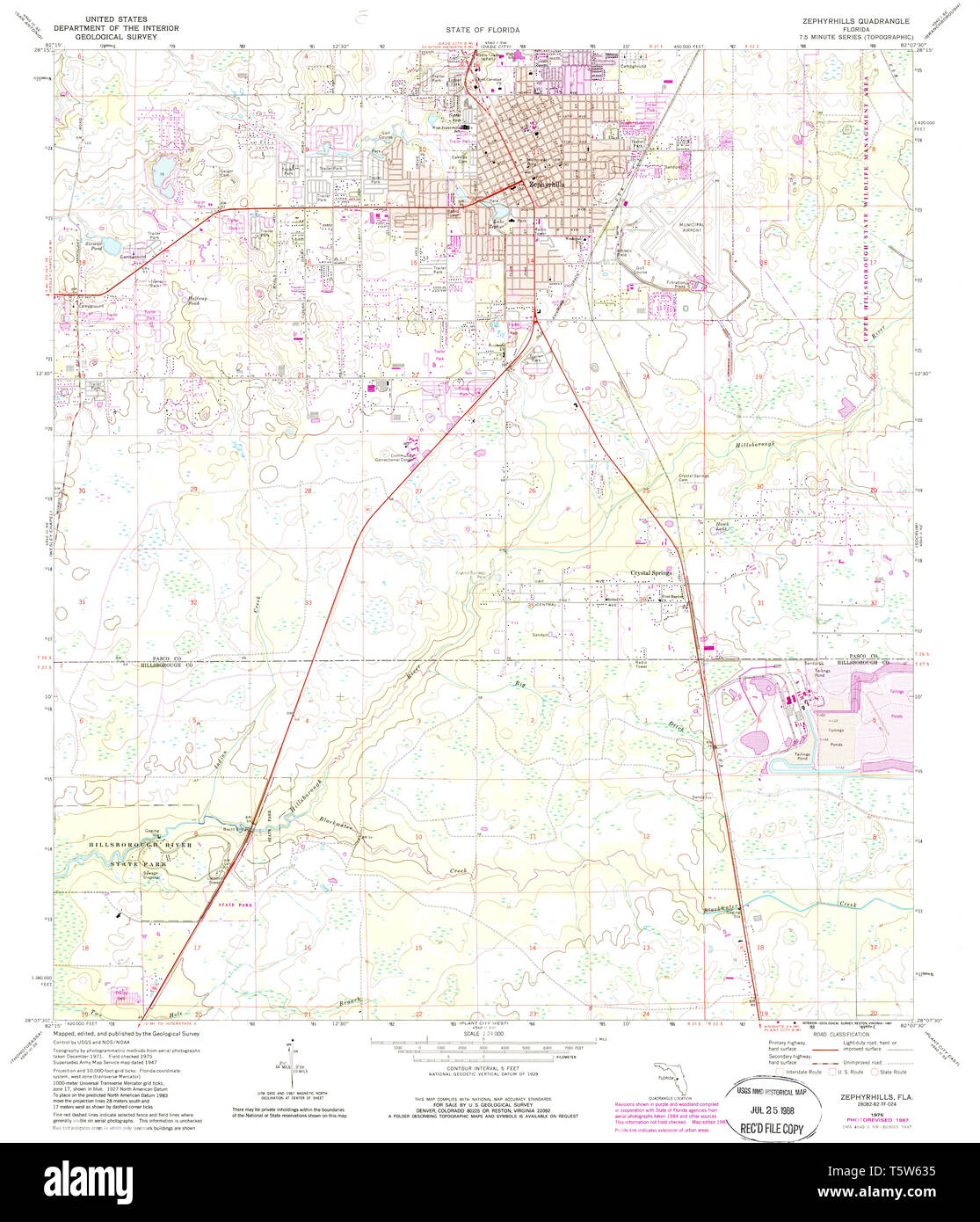 Zephyrhills florida hi res stock - Usgs Topo Map Florida Fl Zephyrhills 349182 1975 24000 Restoration T5W635