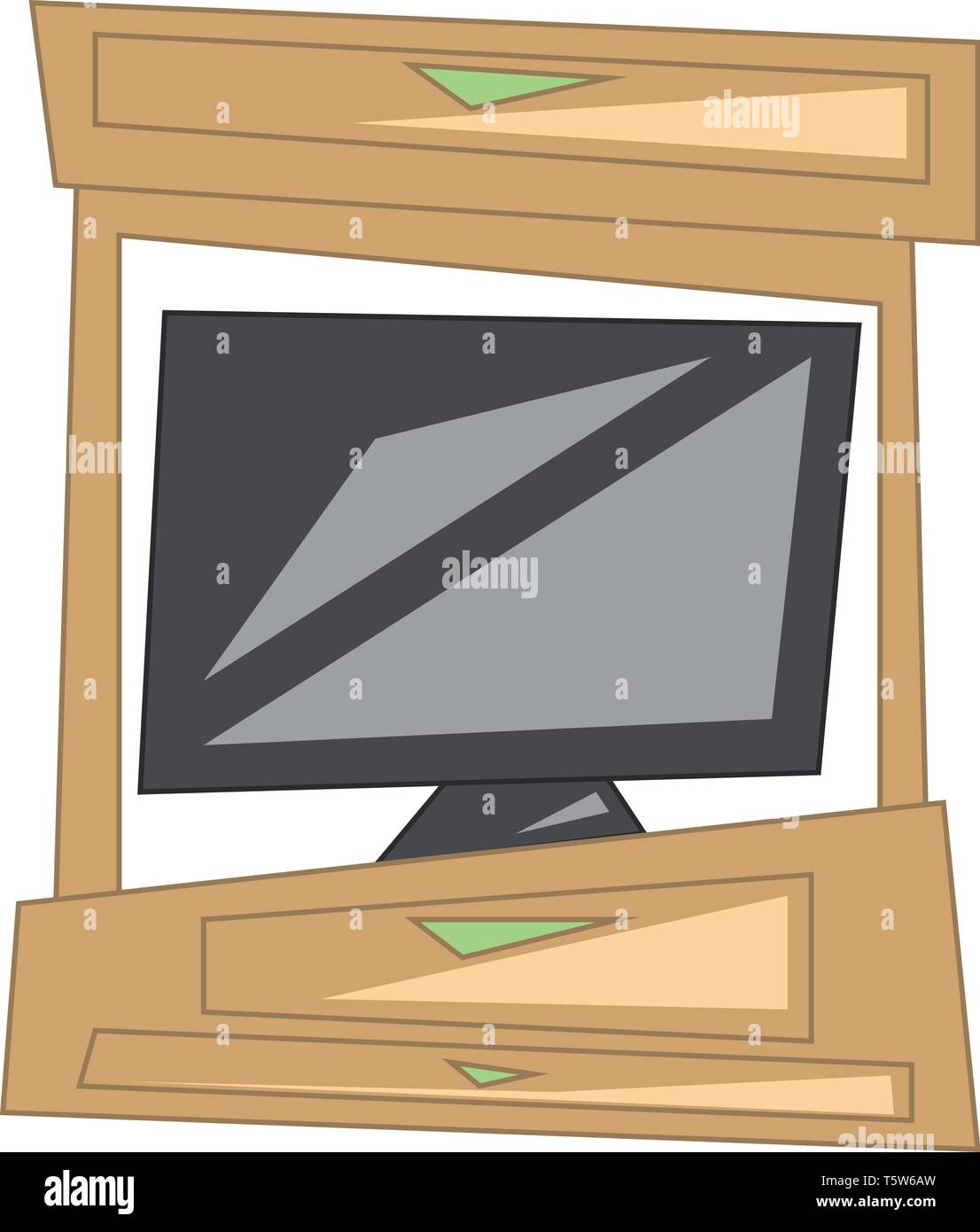 A wooden TV vector or color illustration Stock Vector Image