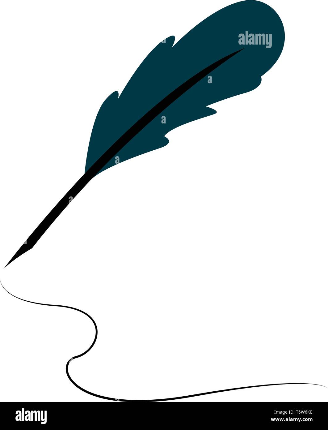 A cyprus colored feather quill pen, vector, color drawing or