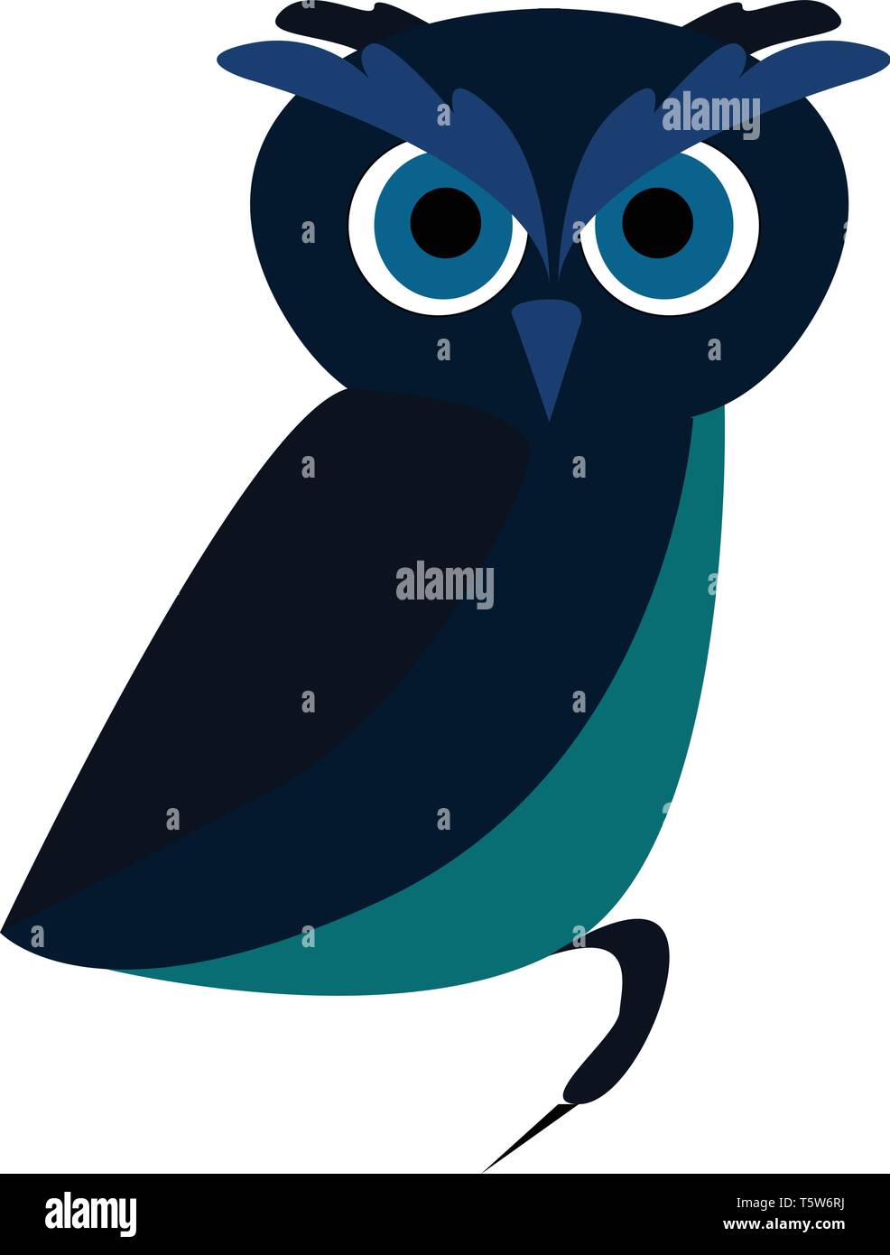 A blue owl with two big eyes and a triangle shape beak, cartoon, vector,  color drawing or illustration Stock Vector Image & Art - Alamy