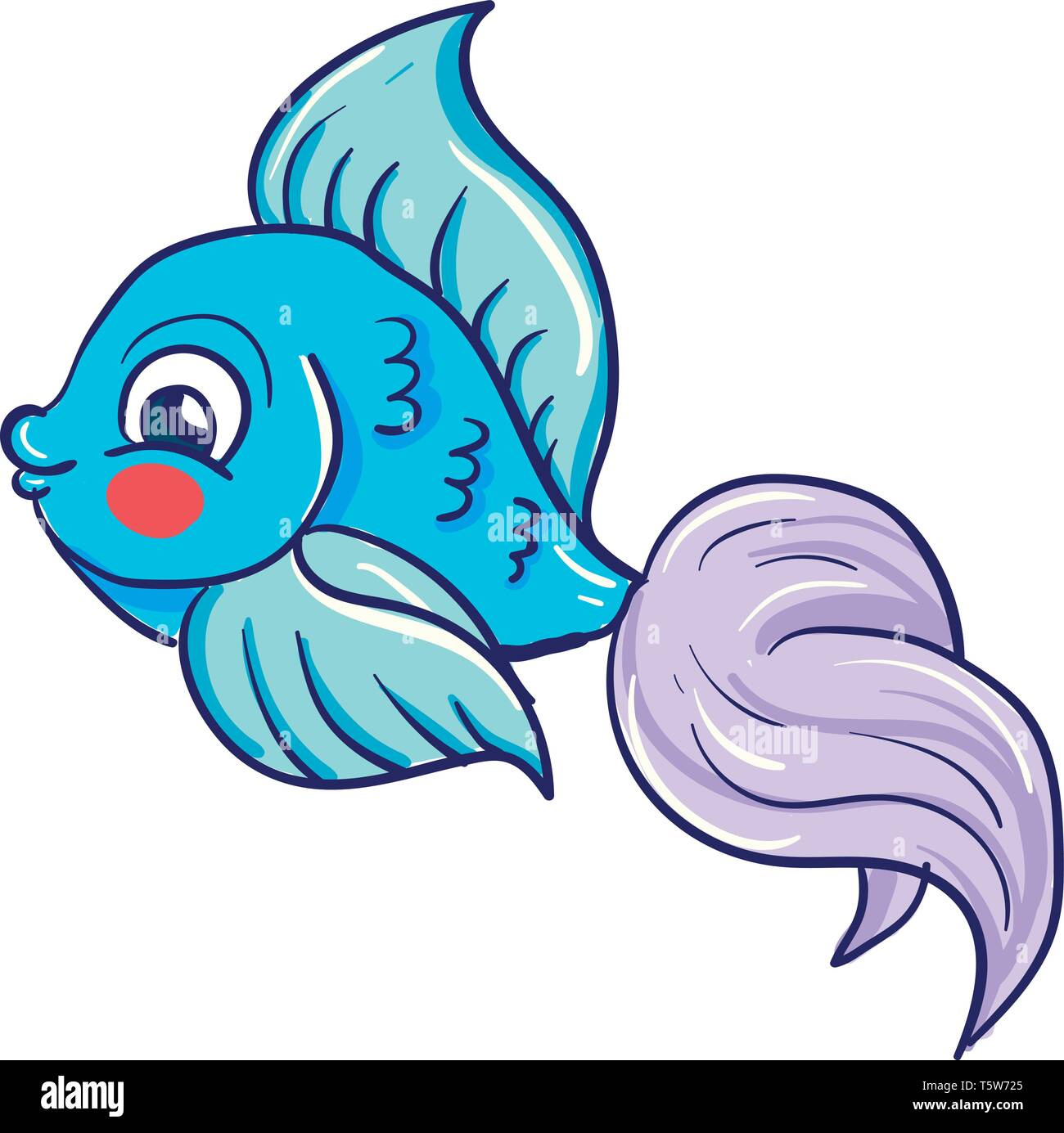 https://c8.alamy.com/comp/T5W725/a-pretty-blue-fish-with-a-lavender-tail-and-a-red-cheek-vector-color-drawing-or-illustration-T5W725.jpg