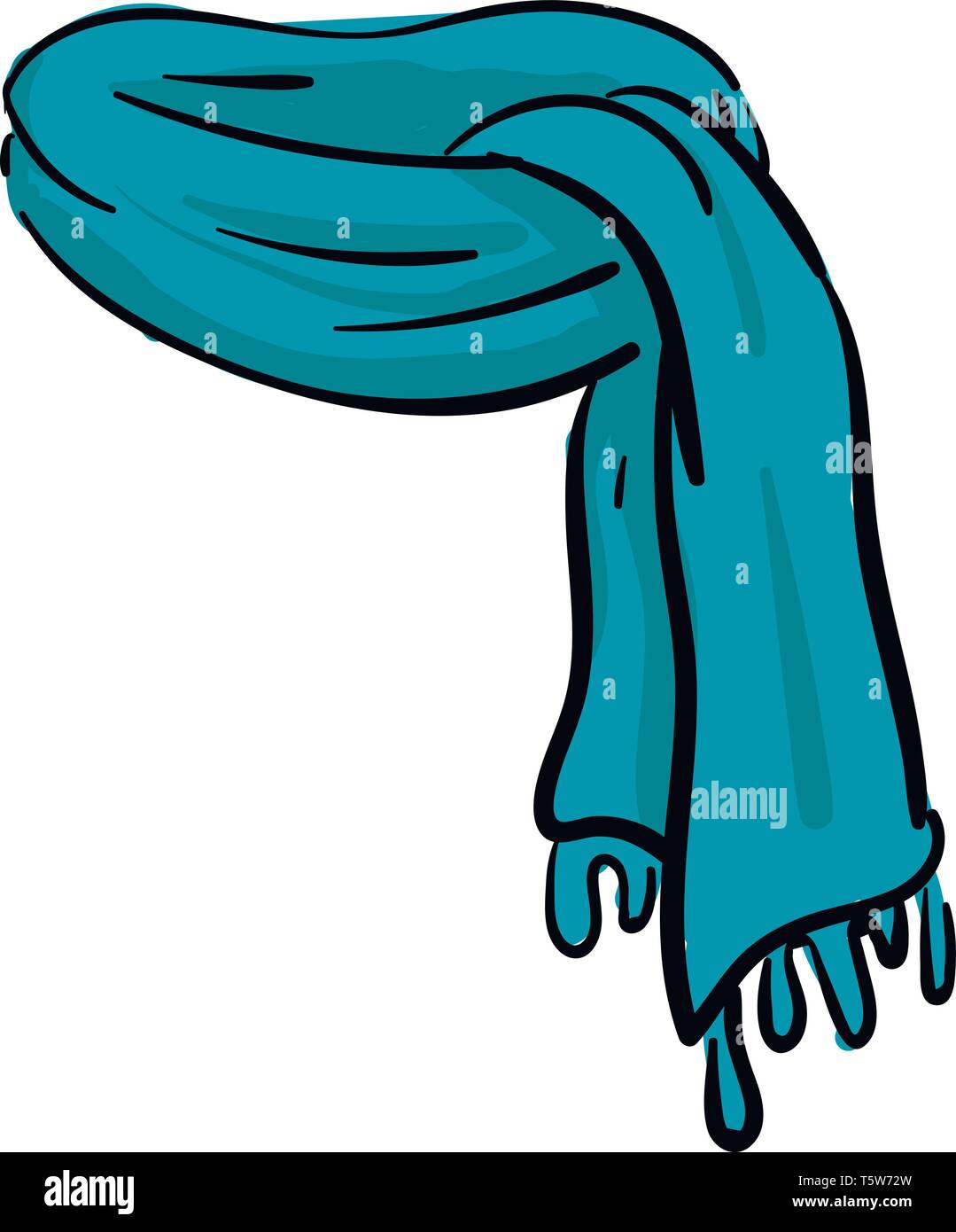 A blue scarf rolled up vector color drawing or illustration Stock