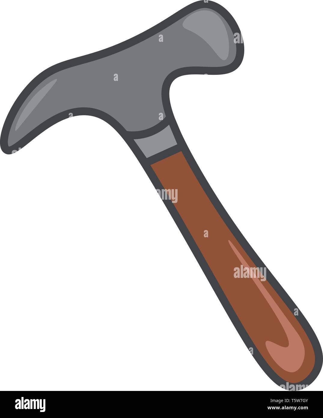 A hammer with a thin dark brown stick vector color drawing or illustration Stock Vector
