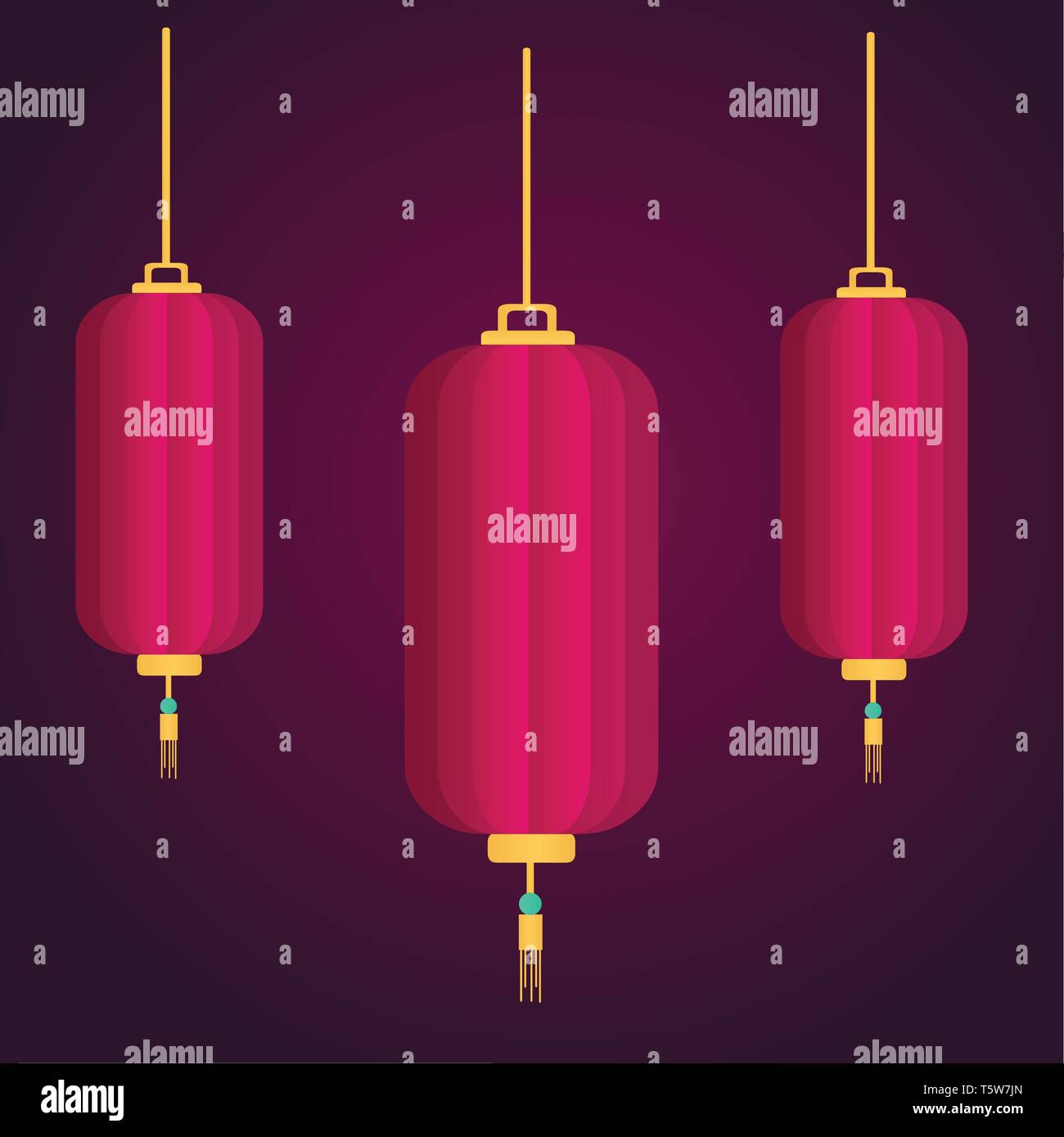 three Chinese New Year Lanterns vector symbol illustration Stock Vector