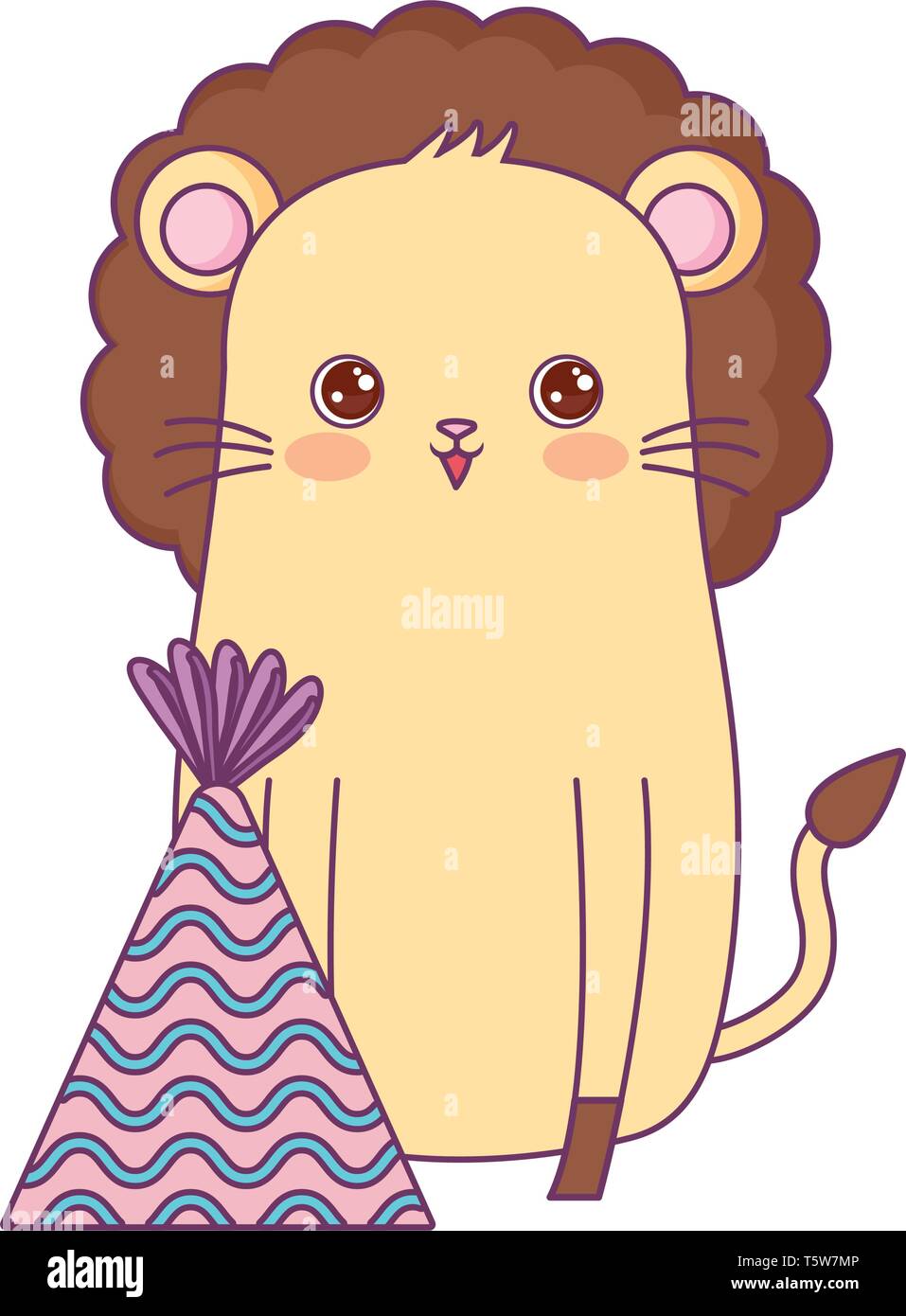 cute lion animal with hat party vector illustration design Stock Vector ...