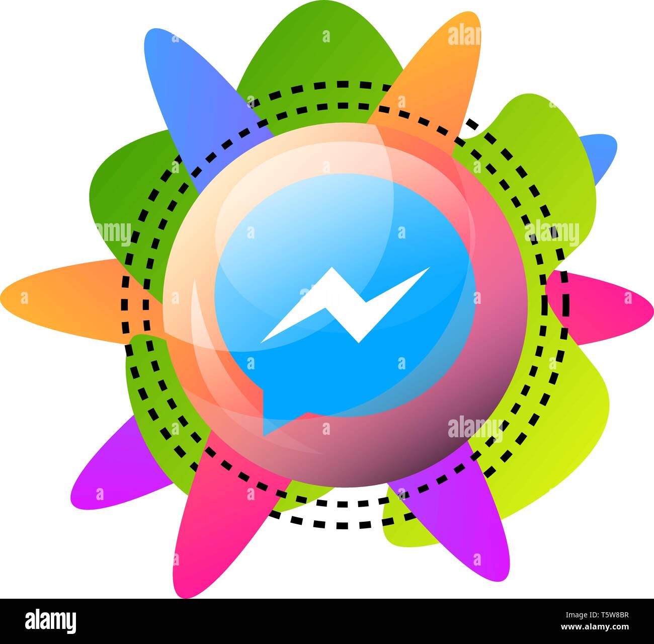Facebook Messenger Sign Inside A Bubble With Colorful Shapes Vecor Icon Illustration On A White Background Stock Vector Image Art Alamy