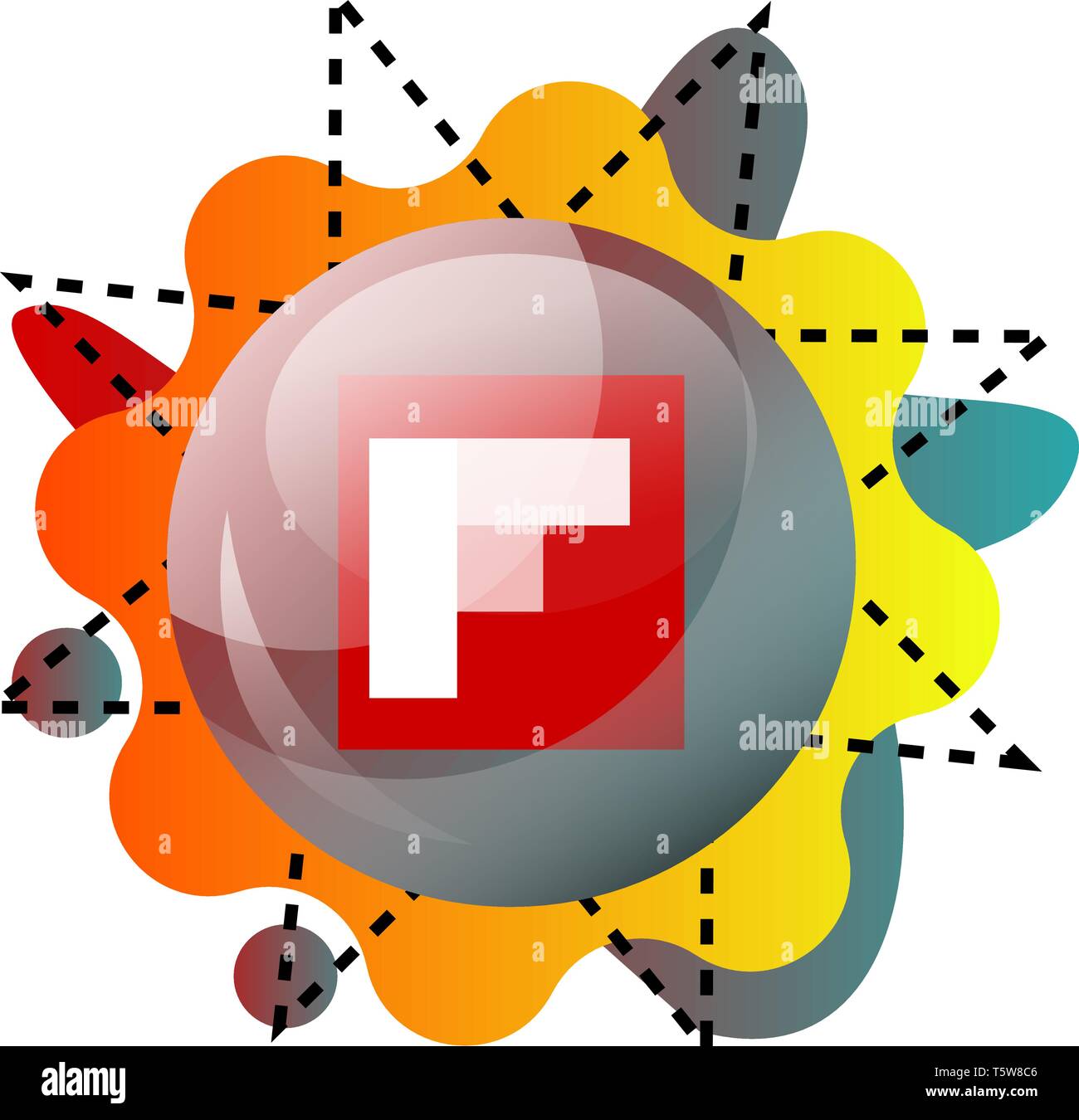 FlipBoard logo inside a bubble with colorful shapes vector illustration on a white background Stock Vector