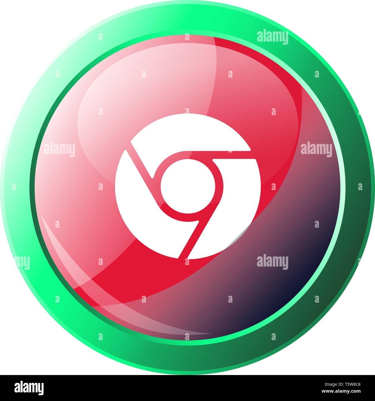 Vector icon illustration of a red and green Google Chrome logo button on white background Stock Vector