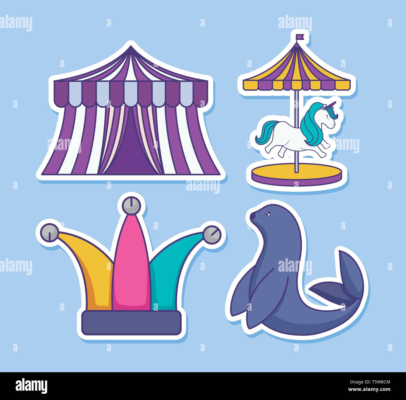 circus tent with set icons of circus vector illustration design Stock ...
