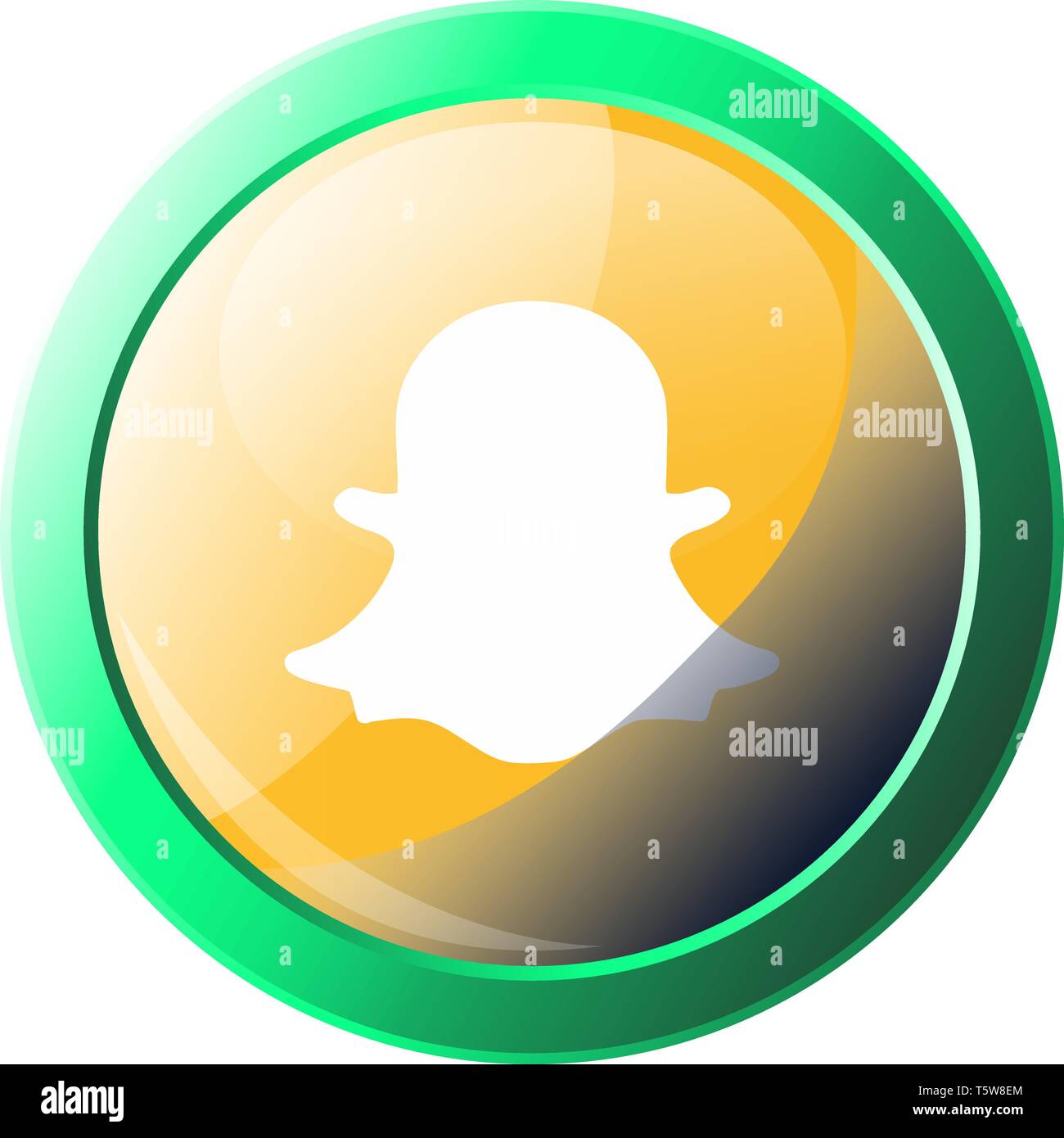 Snapchat logo with green round frame vector icon illustration on a white background Stock Vector