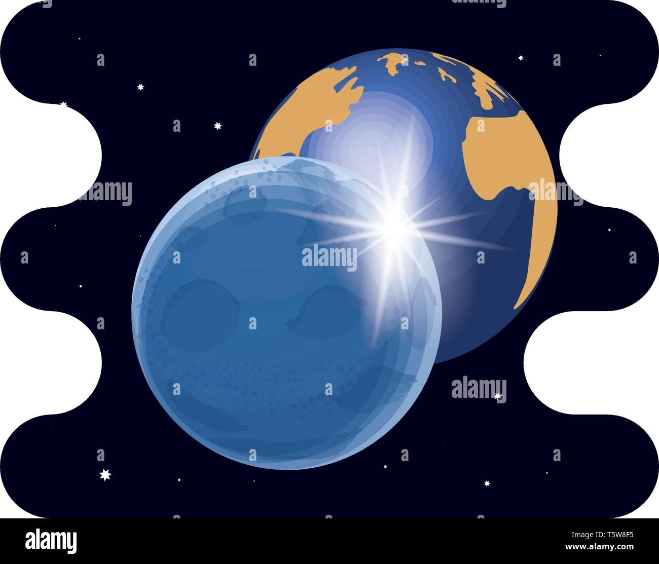 earth planet with moon scene space vector illustration design Stock ...