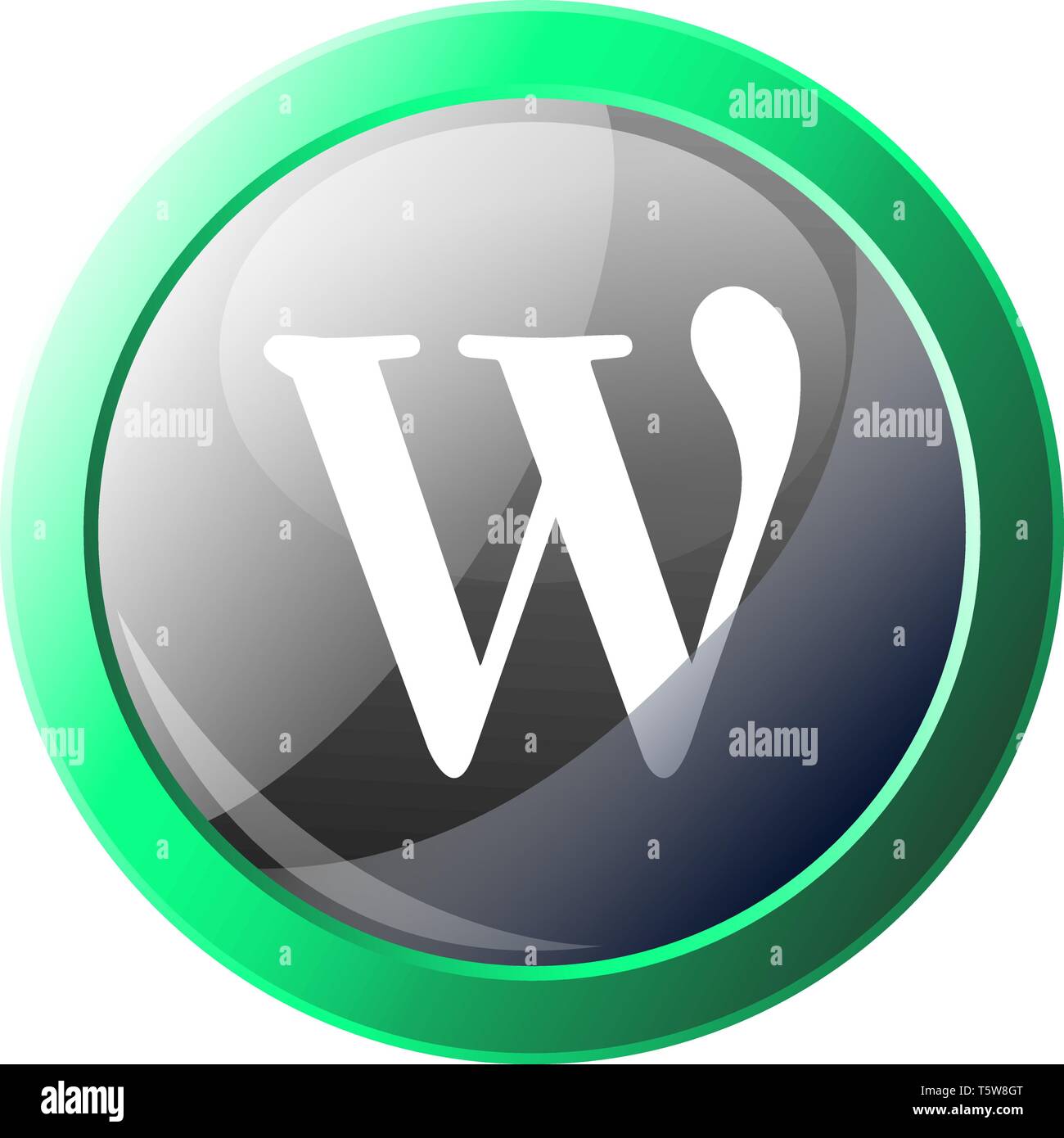 Wikipedia sign inside green bubble vector icon illustration on a white background Stock Vector