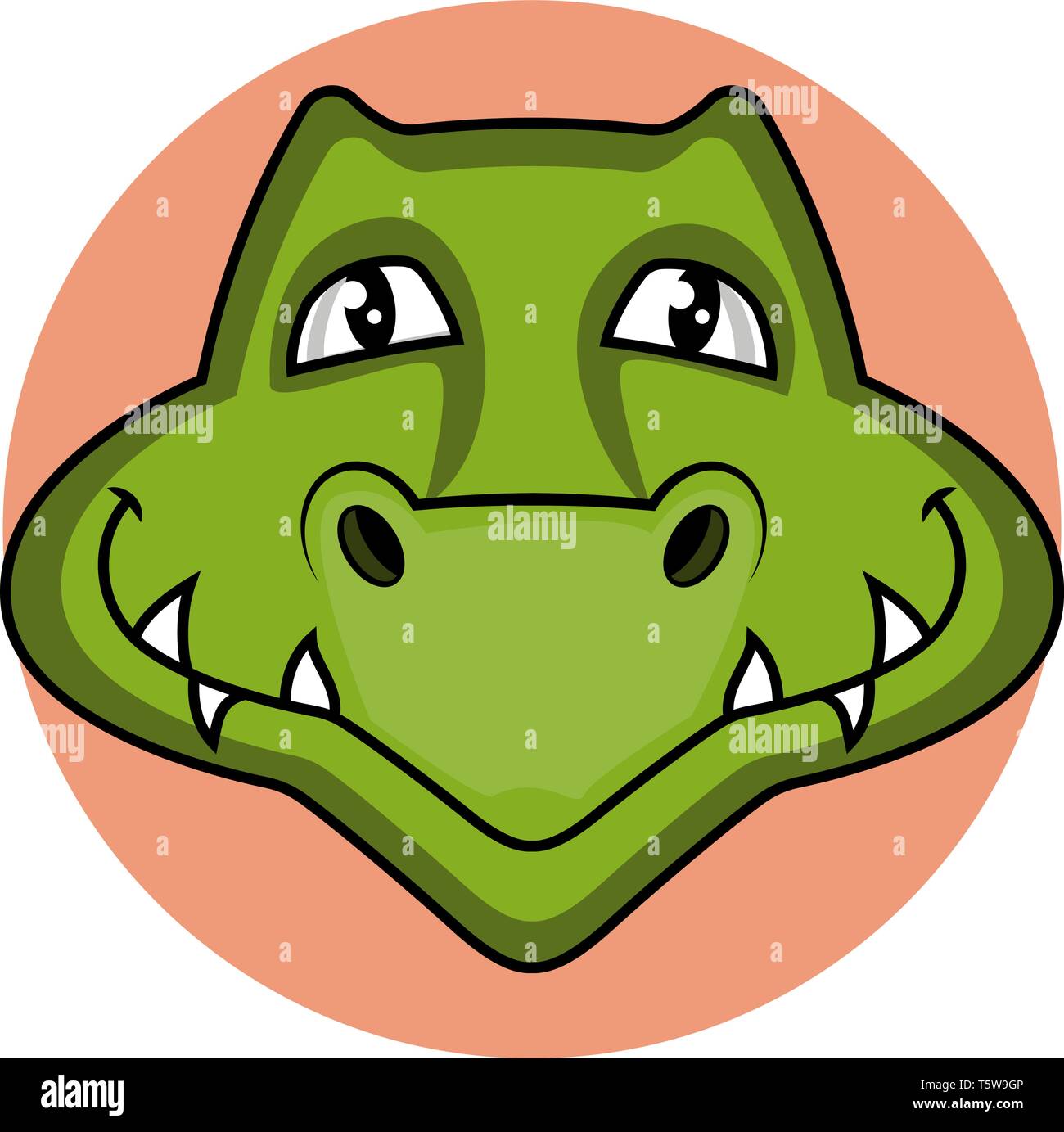 Smiling cartoon green snake vector illustartion on white background Stock Vector
