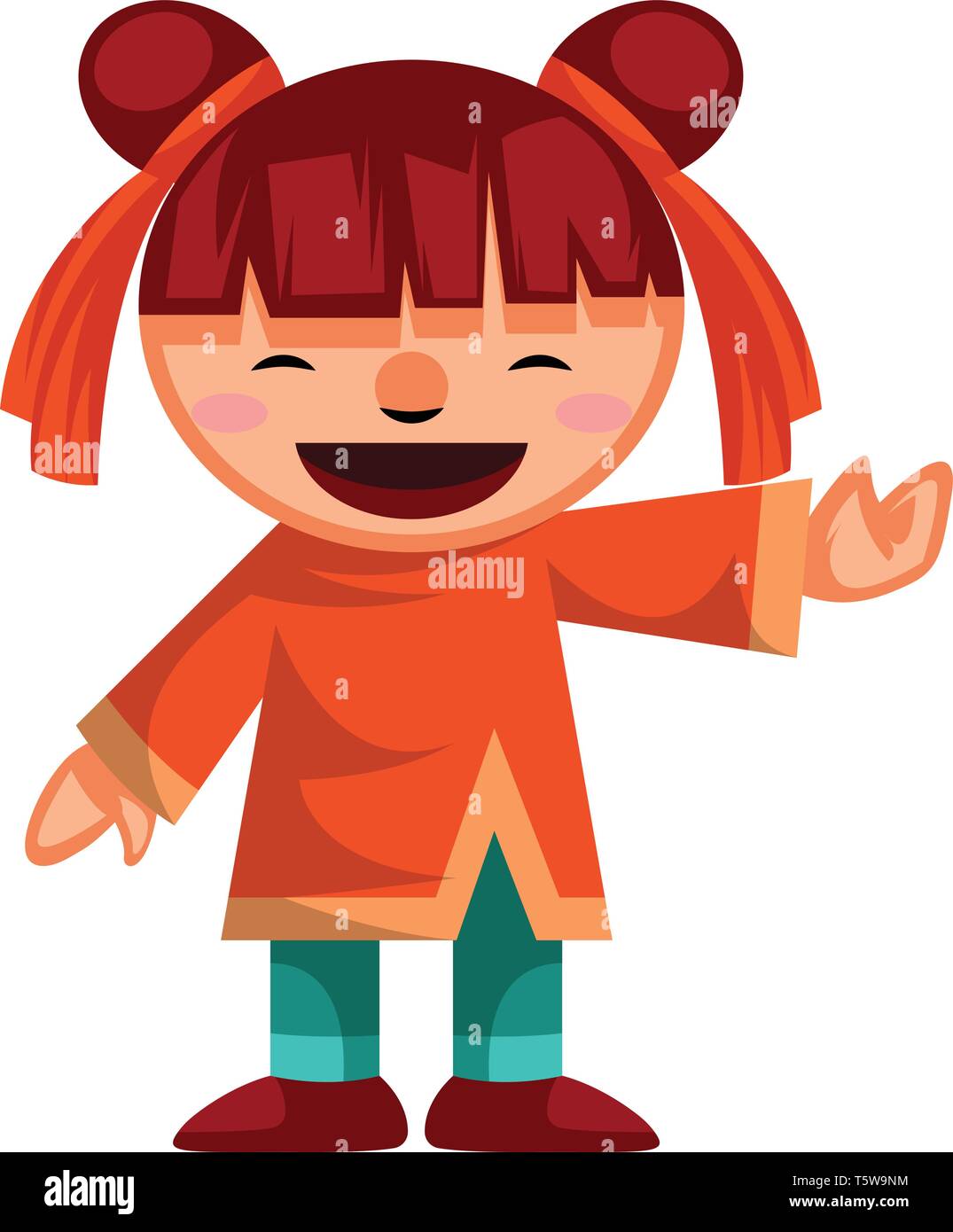 Chinese girl is happy for a New Year aheadvector illustration Stock Vector