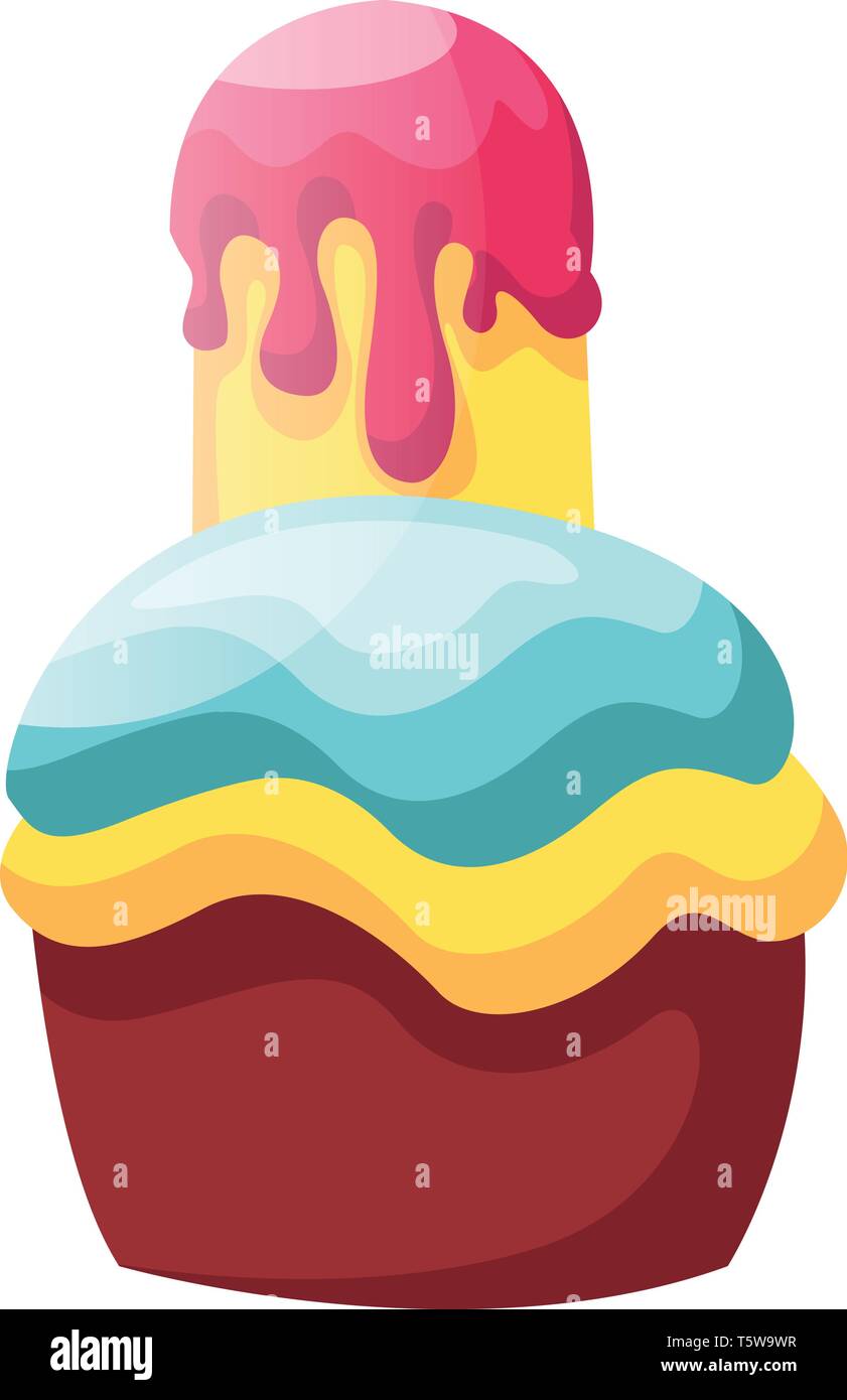 Double frosted cupcake illustration vector on white background Stock Vector