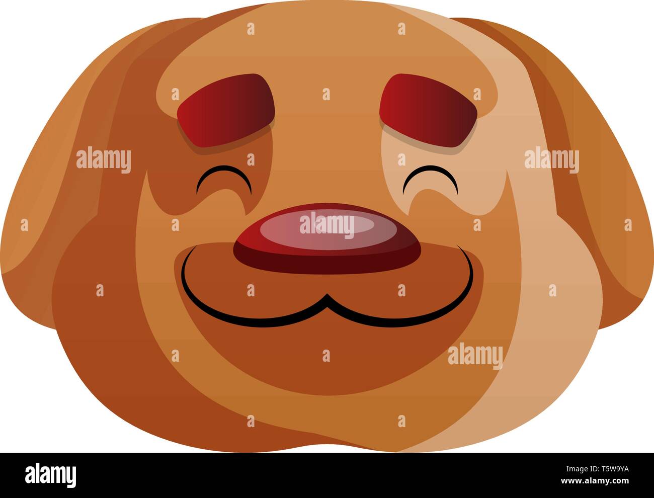 Brown Cartoon Dog Vector Illustartion On White Background Stock