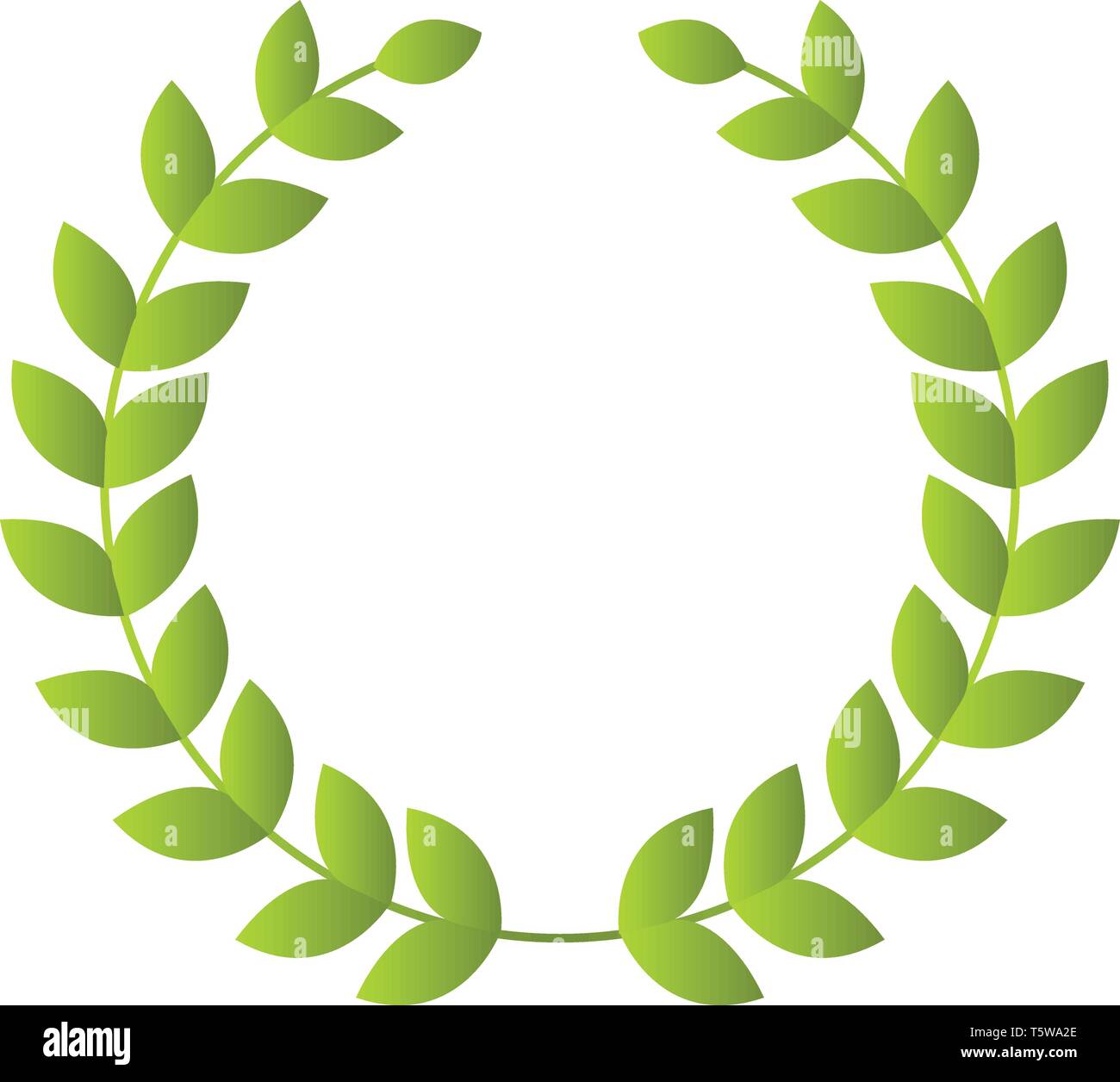 Light green leaves forming a wreath vector illustration on a white ...