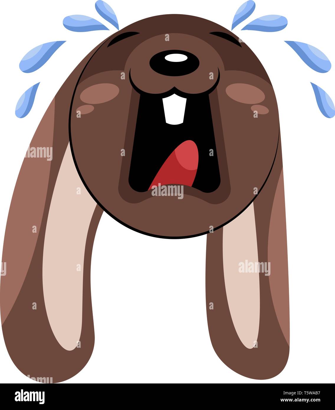 Sad crying brown dog head vector illustration on a white background Stock Vector