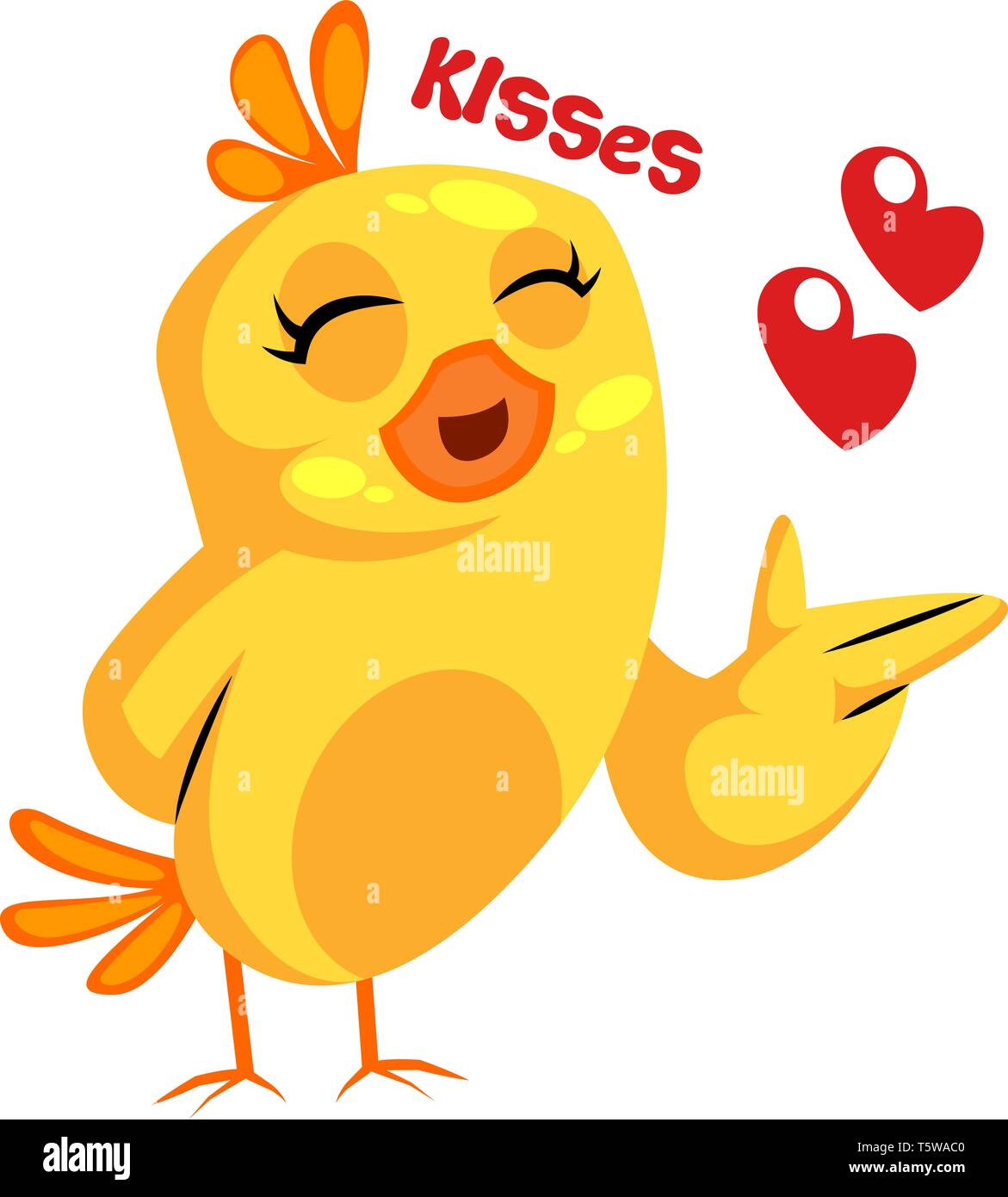 Cute Yellow Chicken Sending Hearts And Saying Kisses Vector Illustration On A White Background Stock Vector Image Art Alamy
