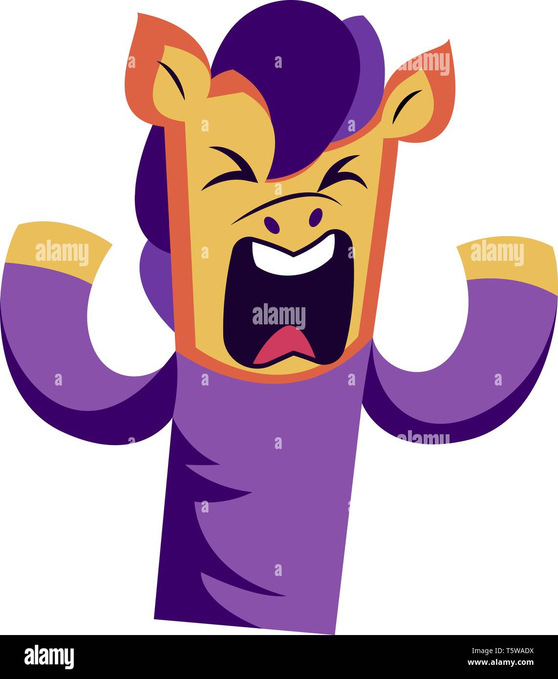Furious yellow and purple horse vector illustration on a white