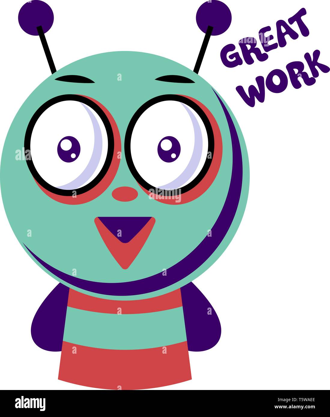 Colorful monster saying Great work vector illustration on a white