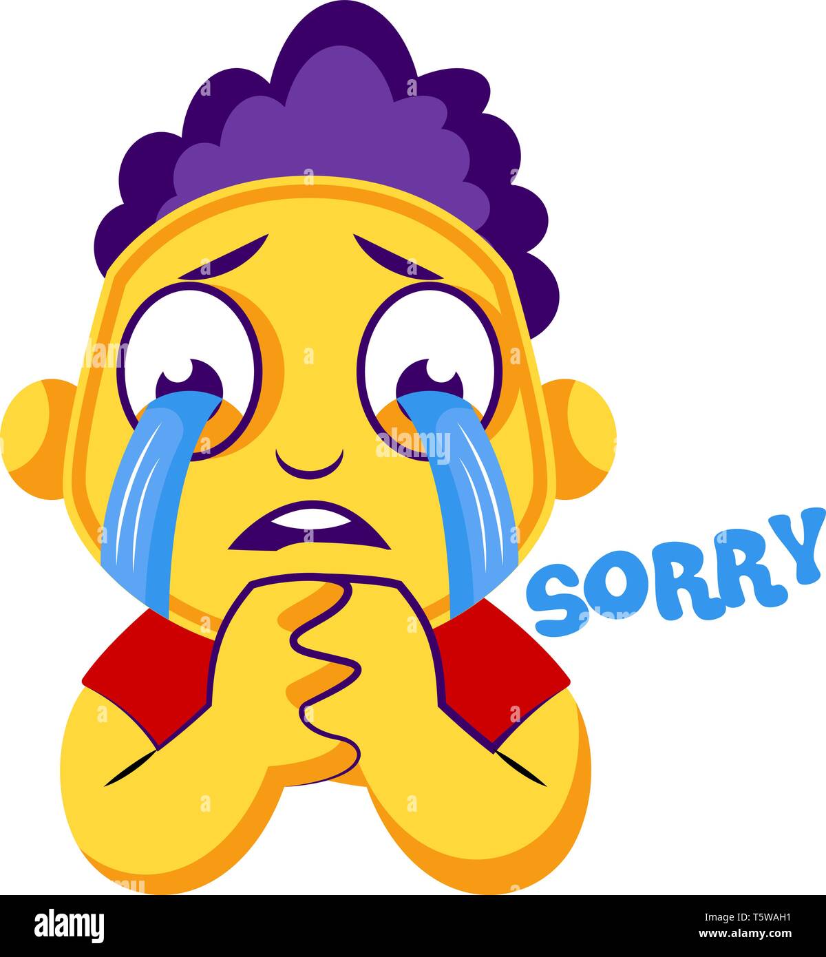 Yellow boy crying and saying sorry vector illustration on a white background Stock Vector