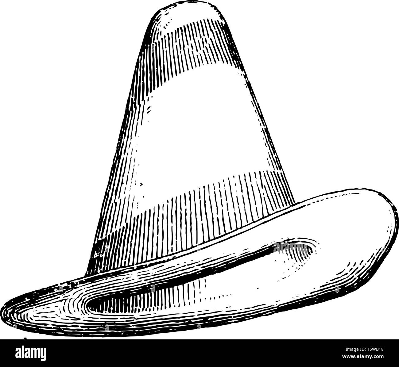 Accentuated Crown Hat is a head covering, vintage line drawing or