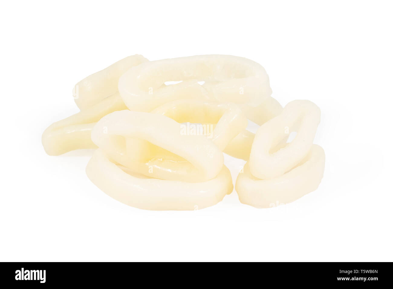 heap of raw squid rings isolated on white background Stock Photo - Alamy