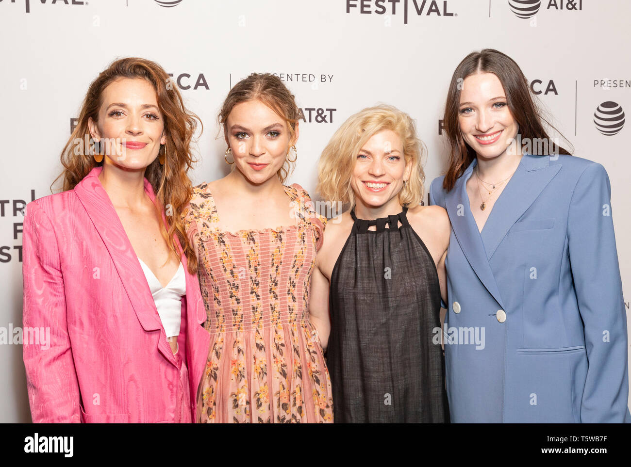 New York, NY - April 26, 2019: Danielle Krudy, Morgan Saylor, Bridget Savage Cole, Sophie Lowe attend the Blow The Man Down screening at Tribeca Film Festival at SVA Theatre Stock Photo