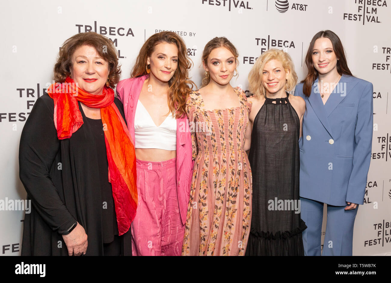 New York, NY - April 26, 2019: Margo Martindale, Danielle Krudy, Morgan Saylor, Bridget Savage Cole, Sophie Lowe attend the Blow The Man Down screening at Tribeca Film Festival at SVA Theatre Stock Photo