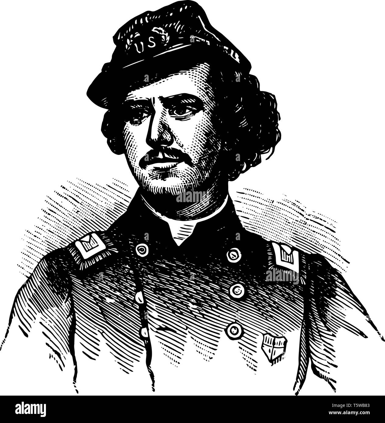 Ephraim Elmer Ellsworth 1837 to 1861 he was a lawyer and American soldier famous as the first conspicuous casualty and the first Union officer killed  Stock Vector