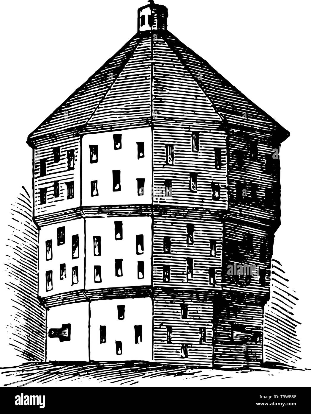 This illustration represents Block House which is used as a temporary