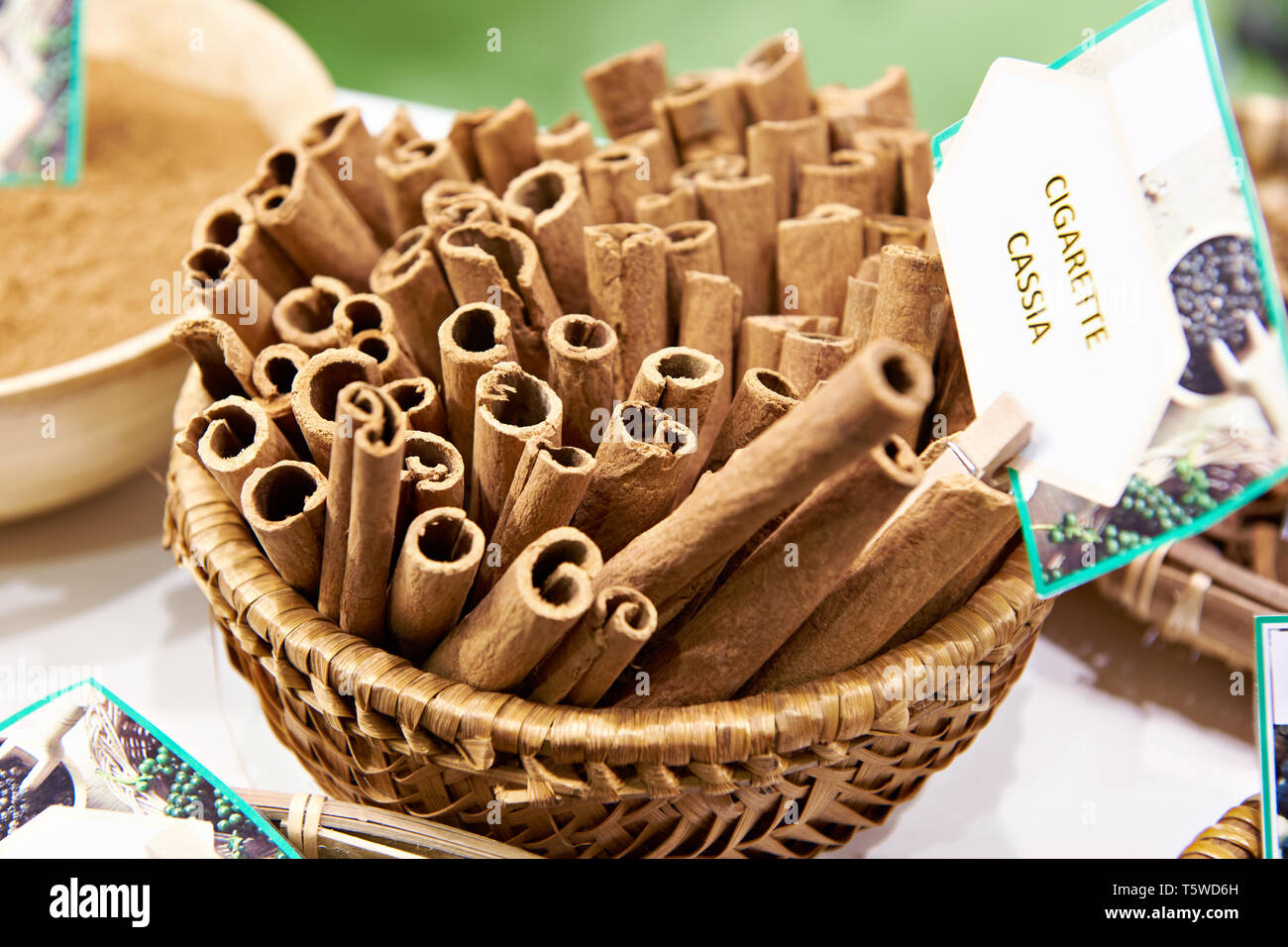 Cinnamon cassia cigarette in store Stock Photo
