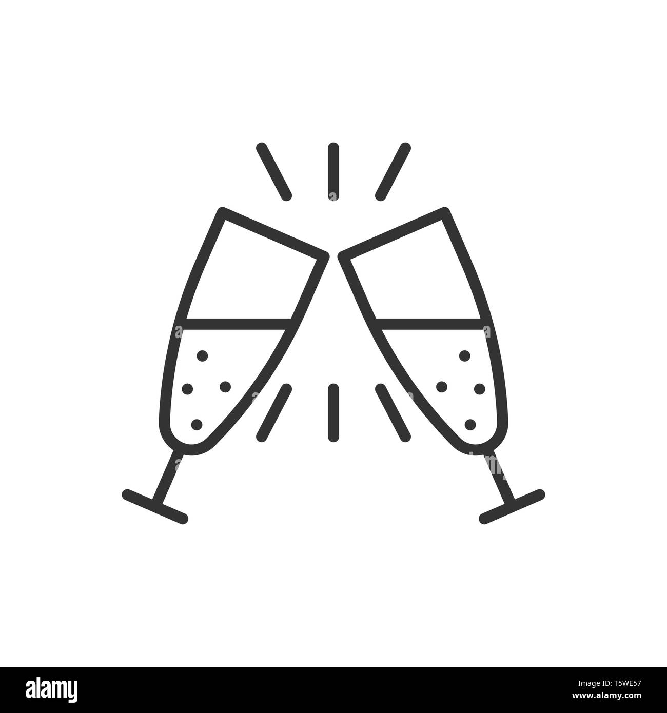 Сhampagne glass icon in flat style. Alcohol drink vector illustration on white isolated background. Cocktail business concept. Stock Vector