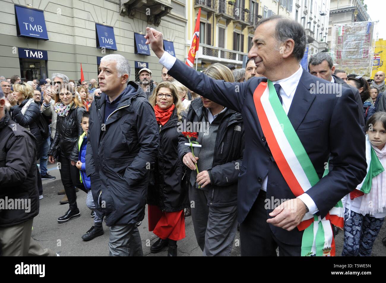 Milan, April 25, 2019, anniversary of the liberation from Nazi-Fascism. Mayor Beppe Sala Stock Photo