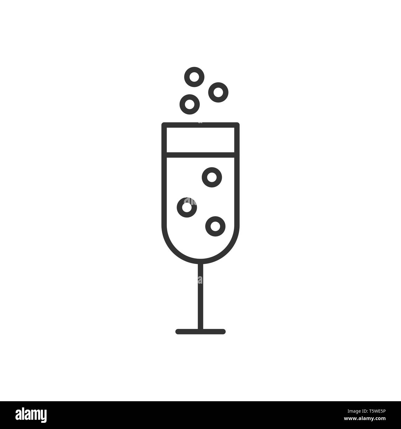 Сhampagne glass icon in flat style. Alcohol drink vector illustration on white isolated background. Cocktail business concept. Stock Vector