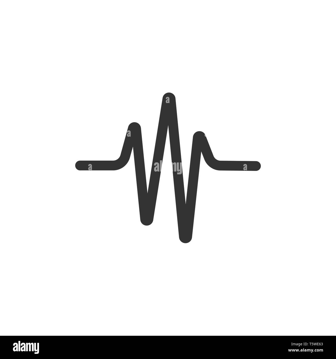 Sound wave icon in flat style. Heart beat vector illustration on white isolated background. Pulse rhythm business concept. Stock Vector